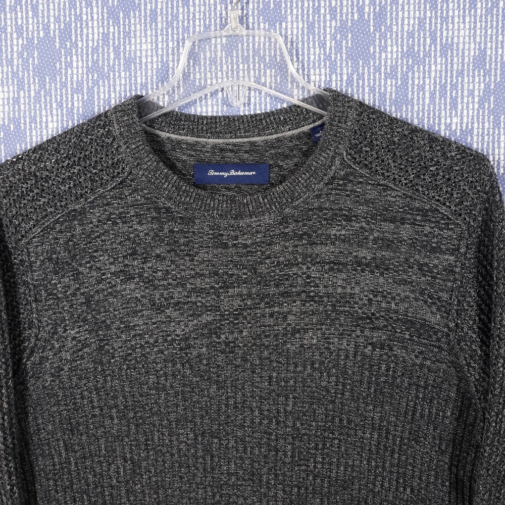 Tommy Bahama Sweater Mens Large Pullover Crew Neck Dark Gray Knit - Picture 2 of 10
